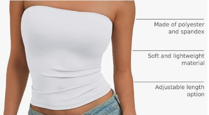Women's Strapless Bandeau Cropped Top