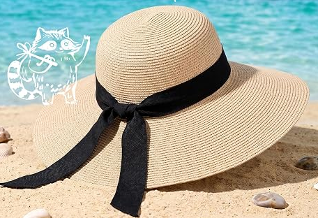 Womens Sun Straw Hat Wide Brim Floppy Summer Beach Hats for Women