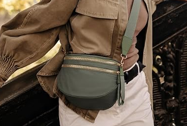 Women's Trendy Nylon Fanny Pack, Spacious Solid‑Color 2‑Way Crossbody Bum Bag