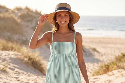 Women's Summer Striped Mini Dress, Spaghetti Strap Beach Sundress